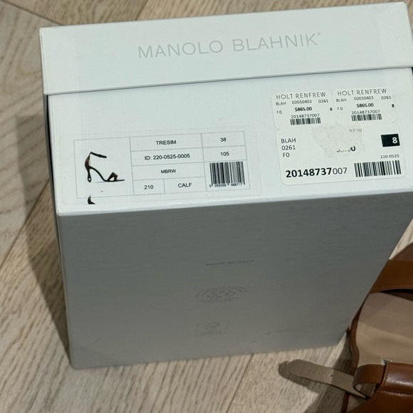 Manolo Blahnik Tan Brown Leather Heel Sandals - Picture 7 of 8